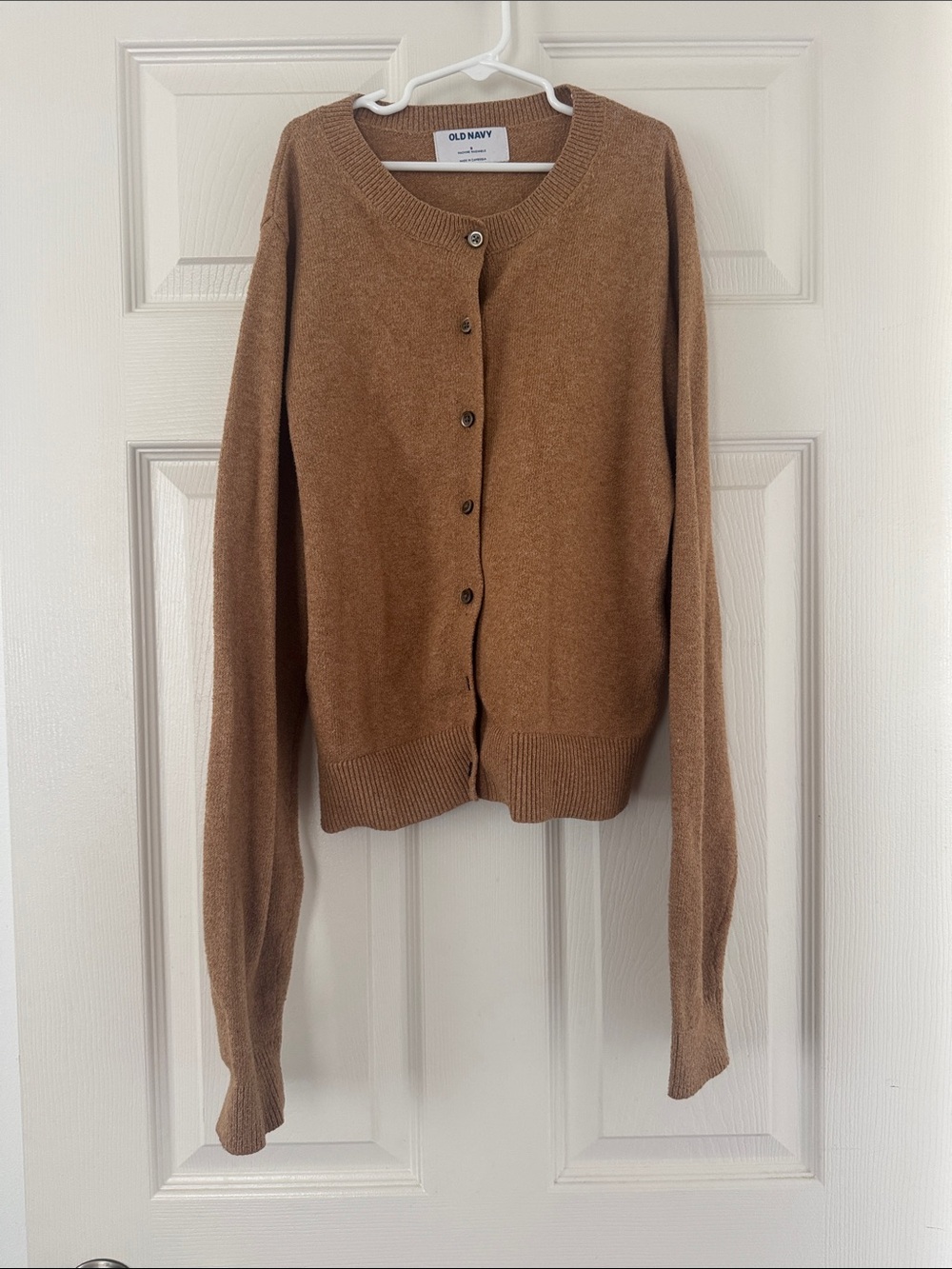 Old Navy Women's Tan Brown Button-Front Crewneck Cardigan